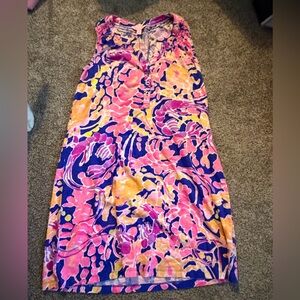 Lilly Pulitzer Pink and Blue Patterned Sleeveless Dress